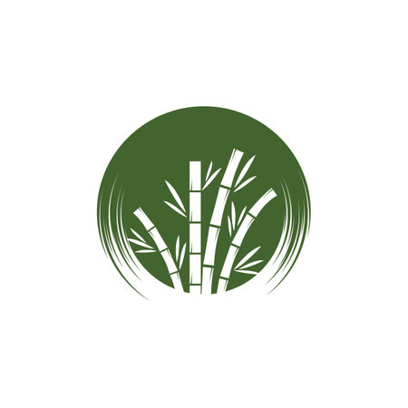 Bamboo with green leaf logo ilustration vector templateのイラスト素材