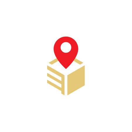 Pin box location logo vector flat designのイラスト素材