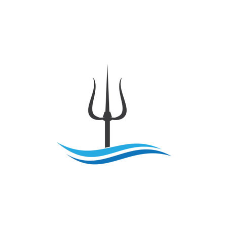 Trident and crown logo vector flat design