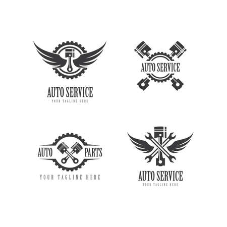 Piston auto service logo vector flat designのイラスト素材