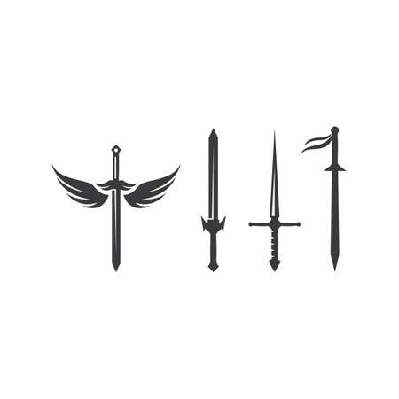 Sword illustration logo vector flat designのイラスト素材