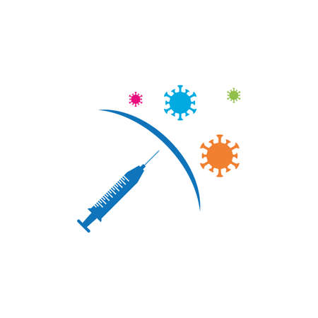 Vaccine logo vector flat designのイラスト素材
