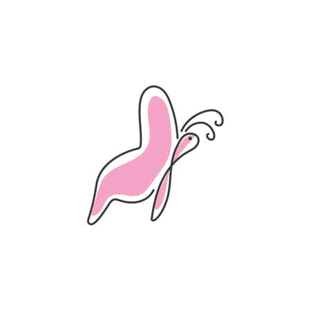Beauty Butterfly line illustration logo template vector designのイラスト素材