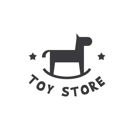 Rocking horse toy kids shop vector flat designのイラスト素材