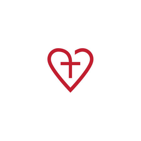 Cross and love logo vector illustration flat designのイラスト素材