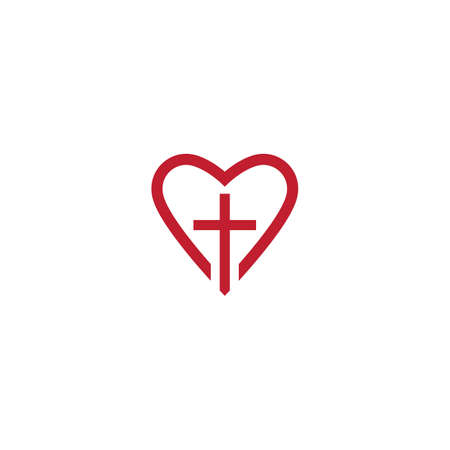 Cross and love logo vector illustration flat designのイラスト素材