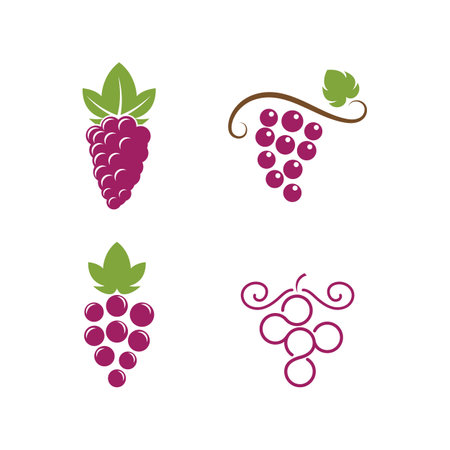 Grape with leaf logo vector templateのイラスト素材