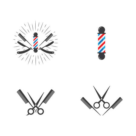 vintage barber shop logo vector icon templateのイラスト素材