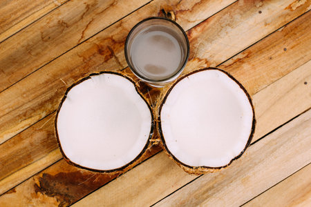 Young coconut fruits peeled fresh  and healthyの写真素材