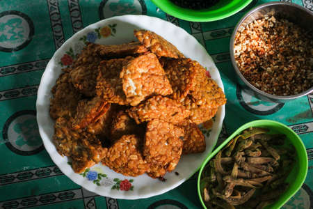 Fried tempe indonesian traditional foodの写真素材
