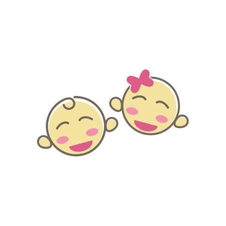 Cute baby kids face logo vector templateのイラスト素材