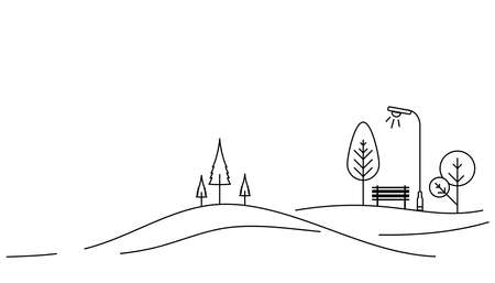 Park bench outline vector flat designのイラスト素材