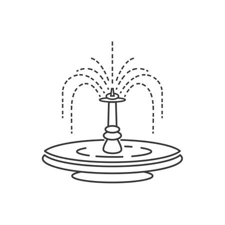 City fountain line icon vector flat designのイラスト素材