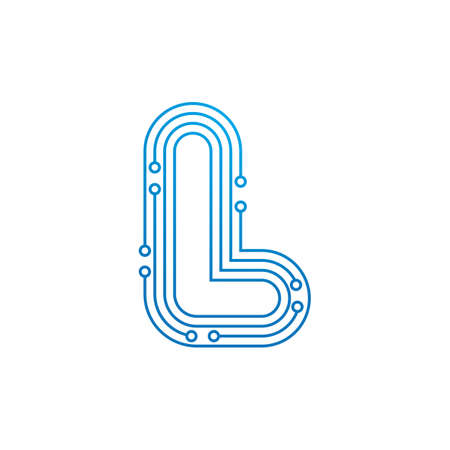 L initial letter Circuit technology illustration logo vector templateのイラスト素材