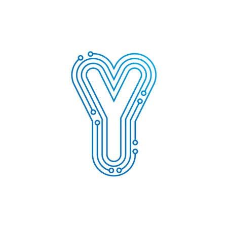 Y initial letter Circuit technology illustration logo vector templateのイラスト素材