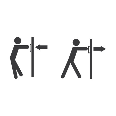 Push and pull door icon vector flat designのイラスト素材
