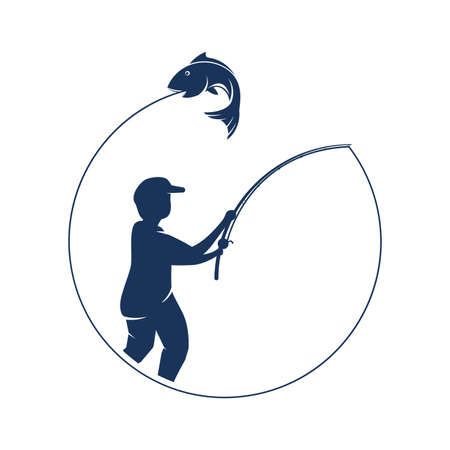 Fishing logo vector flat design templateの写真素材