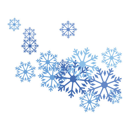 Snowflakes background snowfall vector flat design templateのイラスト素材