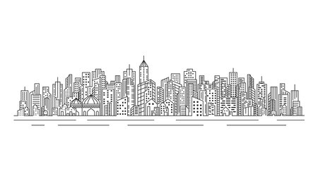 Modern City skyline vector illustration in flat designのイラスト素材