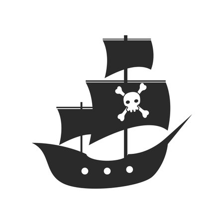 Pirate Ship logo icon vector flat design templateのイラスト素材