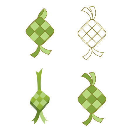 Ketupat or rice dumpling asian traditional food iconのイラスト素材