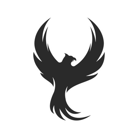 Phoenix fire bird logo vector flat design templateのイラスト素材