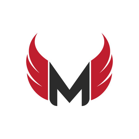 M letter with Wing logo icon vector flat designのイラスト素材
