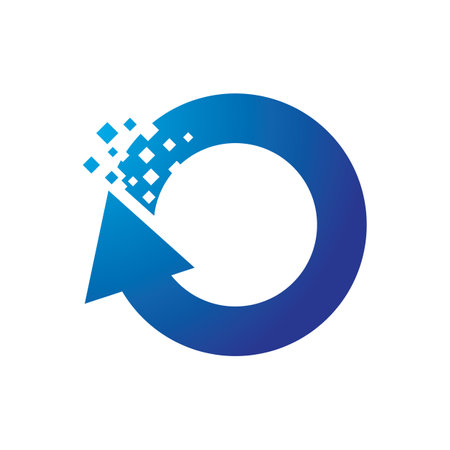 Pixel art arrow technology logo illustrationのイラスト素材