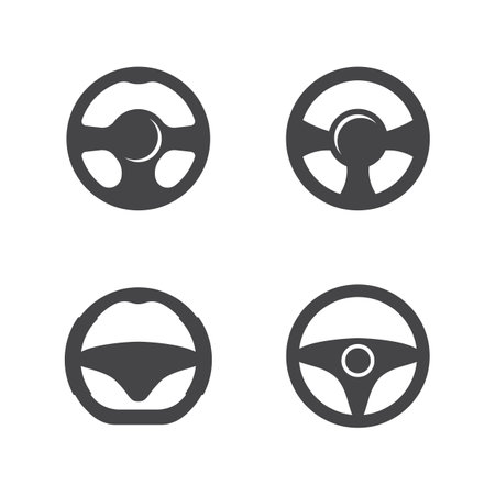 Steering wheel car logo icon vector flat designのイラスト素材