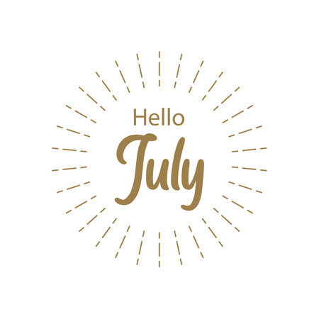 Hello July typography flat design vectorのイラスト素材