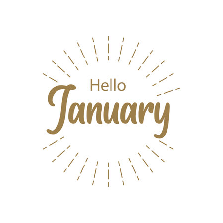 Hello January typography flat design vectorのイラスト素材