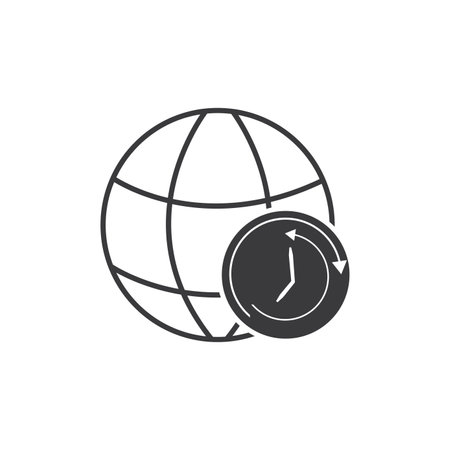 Clock and time icon flat designのイラスト素材