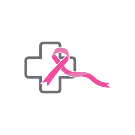 Breast cancer awareness, ribbon logo icon vector templateのイラスト素材