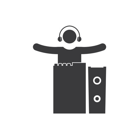 DJ music logo icon flat designのイラスト素材
