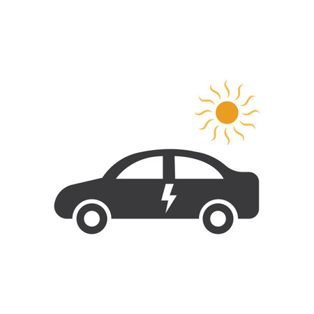 Solar car logo icon flat designのイラスト素材