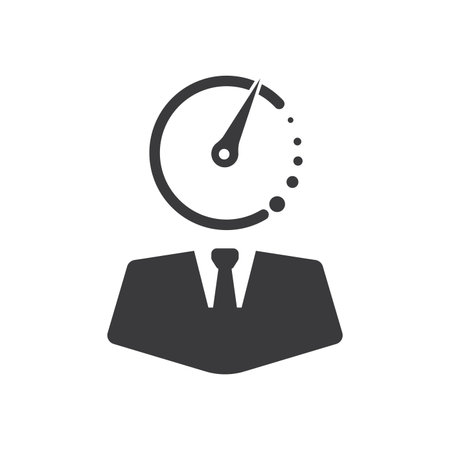 Businessman head replaced with a speedometer, symbolizing a fast paced business environmentのイラスト素材
