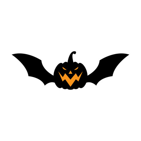 Halloween bat illustration icon flat designのイラスト素材