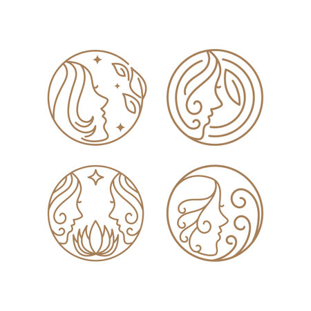 Beauty care , beauty women face logo icon design editable strokeのイラスト素材