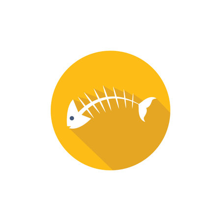Bone fish icon flat designのイラスト素材