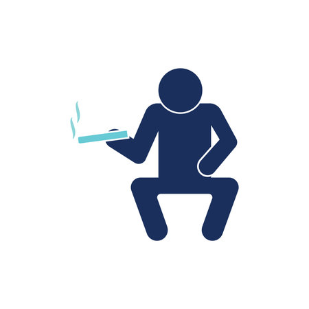 A seated figure holds smoking stick iconのイラスト素材
