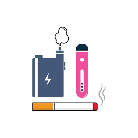 Electronic cigarettes and traditional cigarettes shown in a vape and cigaretteのイラスト素材