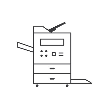 Line art of an office copier with three drawers control panel iconのイラスト素材