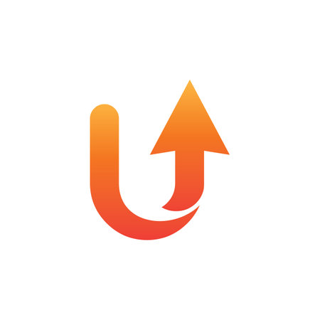Arrow initial U letter technology logo illustrationのイラスト素材