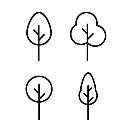 Black and white tree outlineのイラスト素材