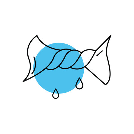 Line drawing of a twist with blue drops iconのイラスト素材