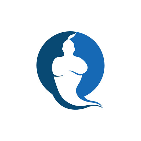 Blue genie coming out of a lamp iconのイラスト素材