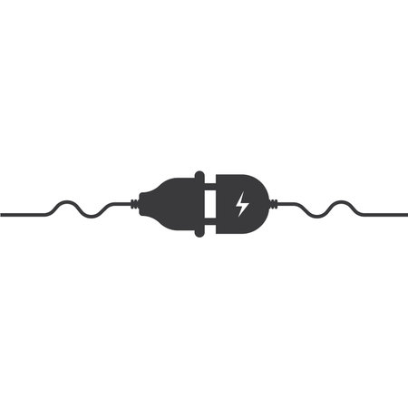 Black and white icon of a power cord.のイラスト素材