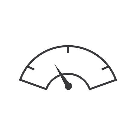 Speedometer icon with an arrow showing the current status.のイラスト素材