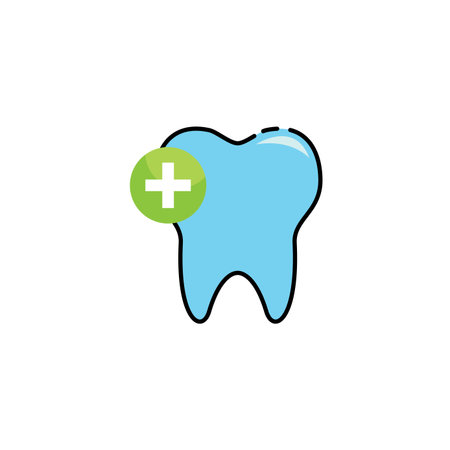 Light blue tooth with a green plus sign.のイラスト素材