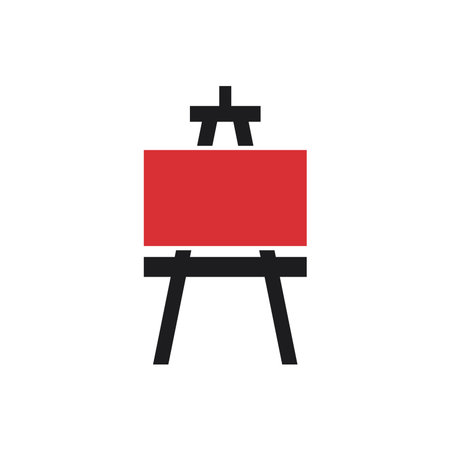 Black art easel with a red canvas on top.のイラスト素材